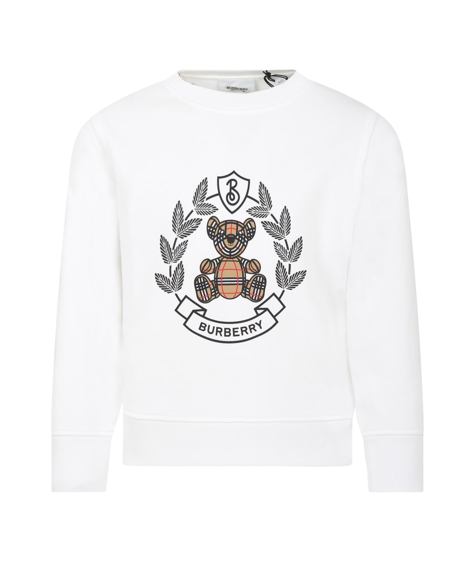 Burberry White Sweatshirt For Kids With Thomas Bear Logo | italist, LIKE A SALE
