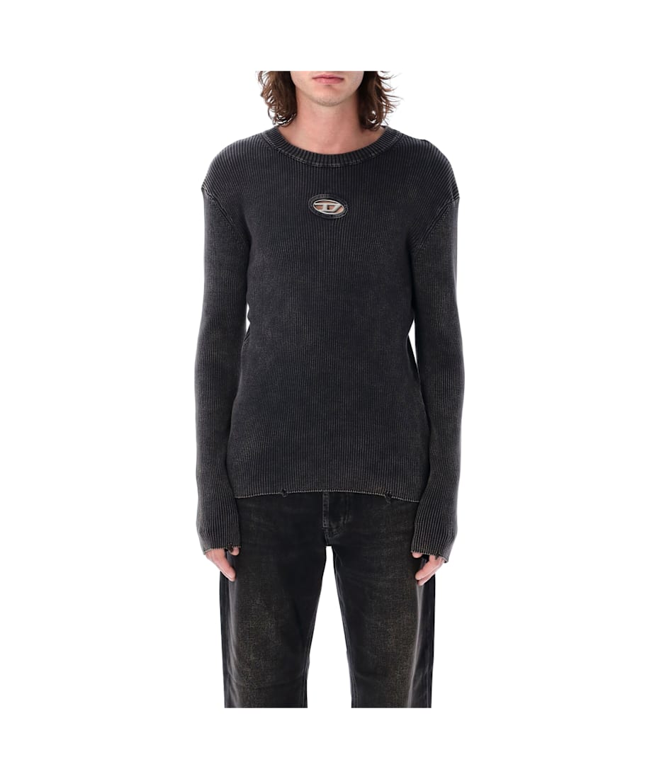 ニット・セーター DIESEL A175120AKBQ Knitwear K-Darin-D distressed jumper Men's Distressed jumper with cut-out logo | Black | Diesel