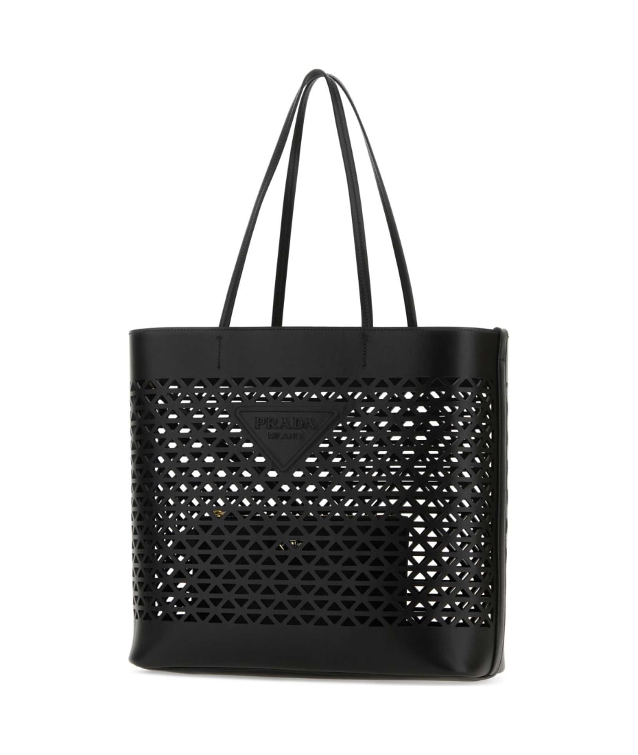 Prada Black Leather Shopping Bag - NERO