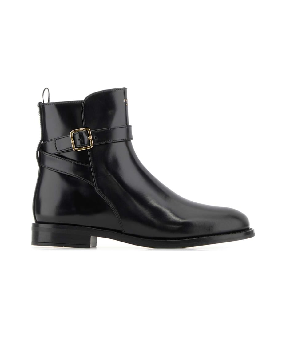 ショートブーツ・ブーティ PRADA  Ankle Boots Women Rubber Black Prada Black Leather Ankle Boots | italist