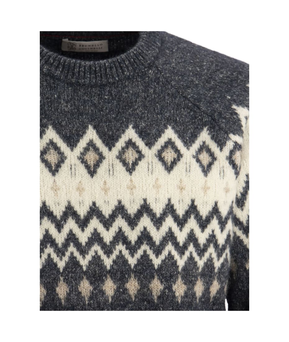 Brunello Cucinelli Icelandic Jacquard Buttoned Sweater In Alpaca