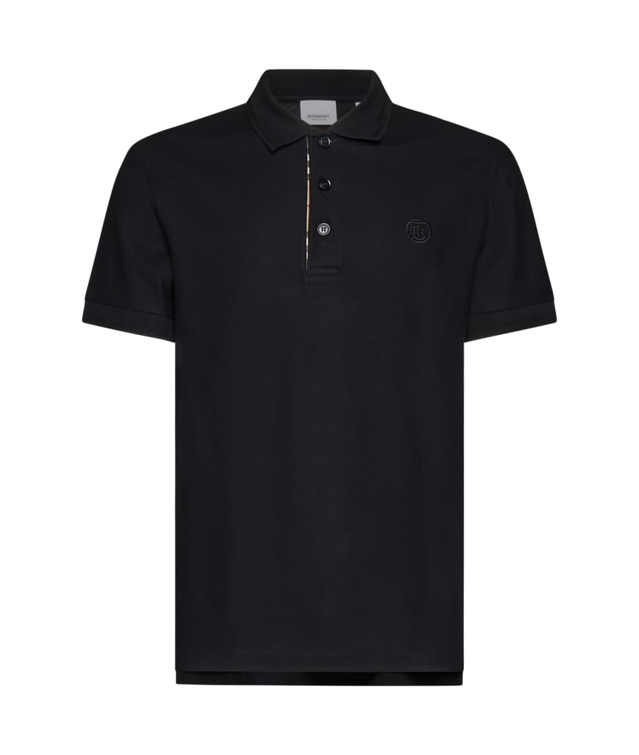 【BURBERRY】 T-shirts and Polos Black 8109021A1189 Burberry Black Piquet Polo Shirt Elevate Your Wardrobe – LOZURI®