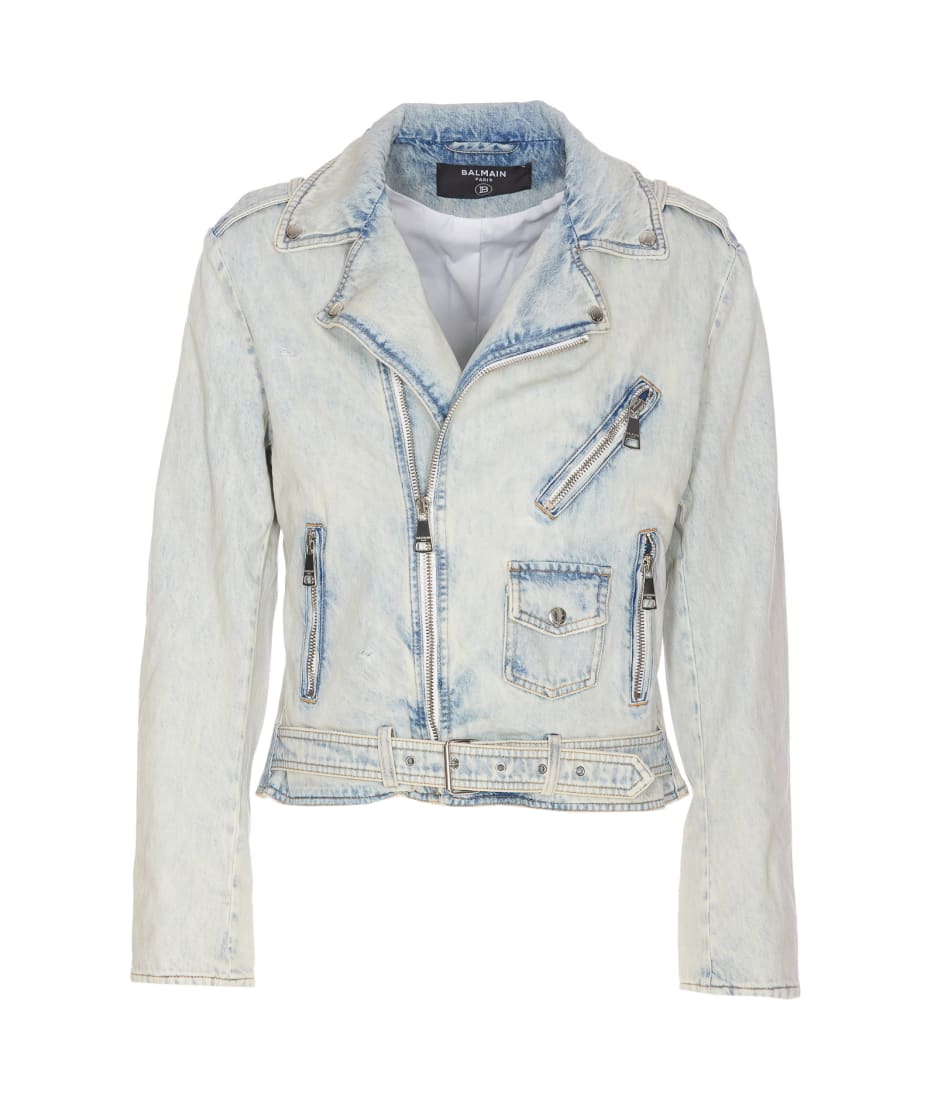 デニムライダースジャケット　【BALMAIN】 Balmain Denim Biker Jacket | italist