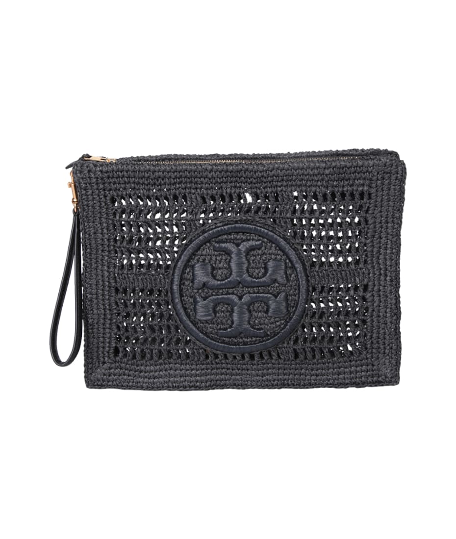 Tory Burch 'ella' Black Raffia Clutch Bag | italist, ALWAYS