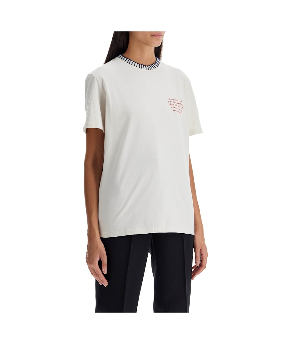 【関税&送料込】Golden Goose Ivory T-Shirt With Logo Print Golden Goose T-shirt With Logo | italist
