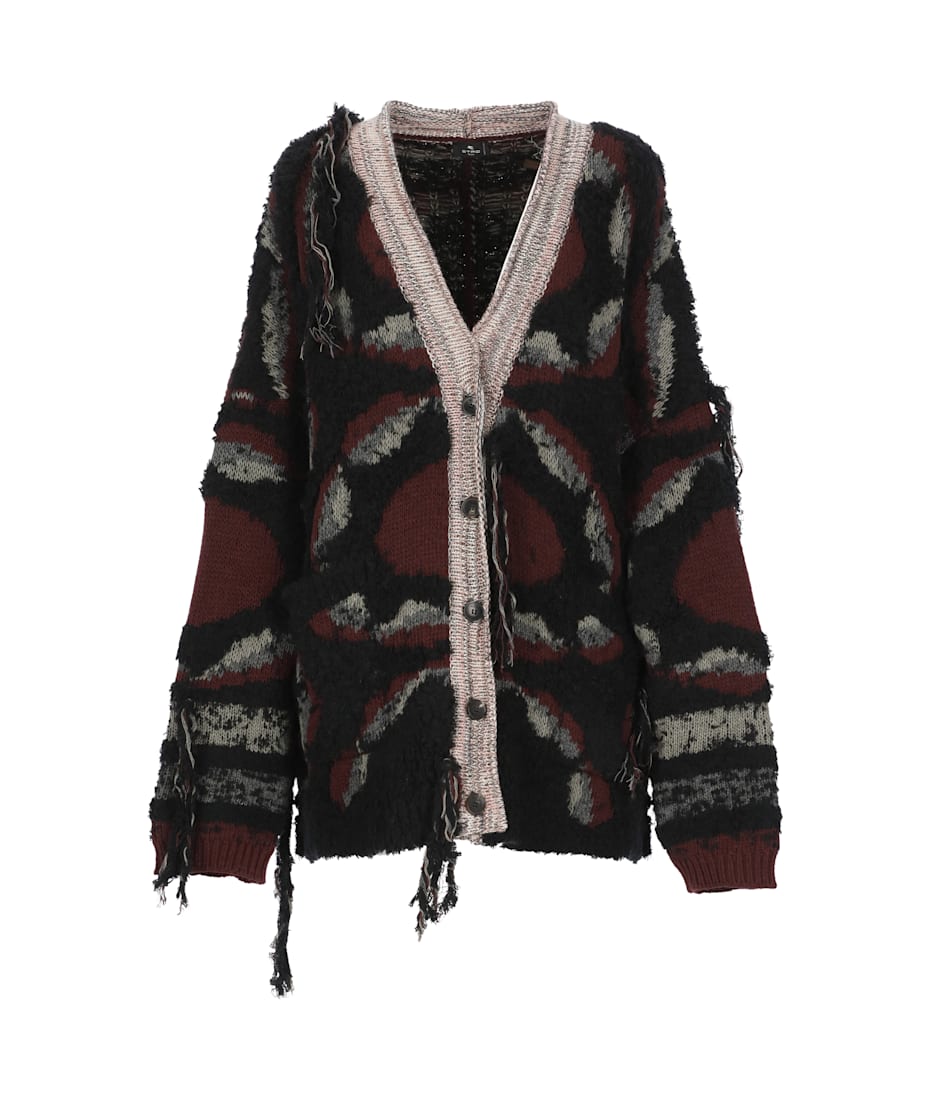 トップス ETRO Heavy Wool Border Cardigan ETRO Heavy Wool Border Cardigan