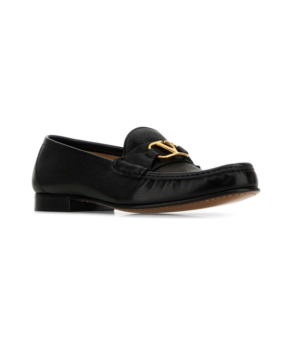 ローファー・オックスフォード VALENTINO Black leather VLogo loafers (6W2S0LM0EWV 0NO) Vlogo Signature Calfskin Loafer for Woman in Black