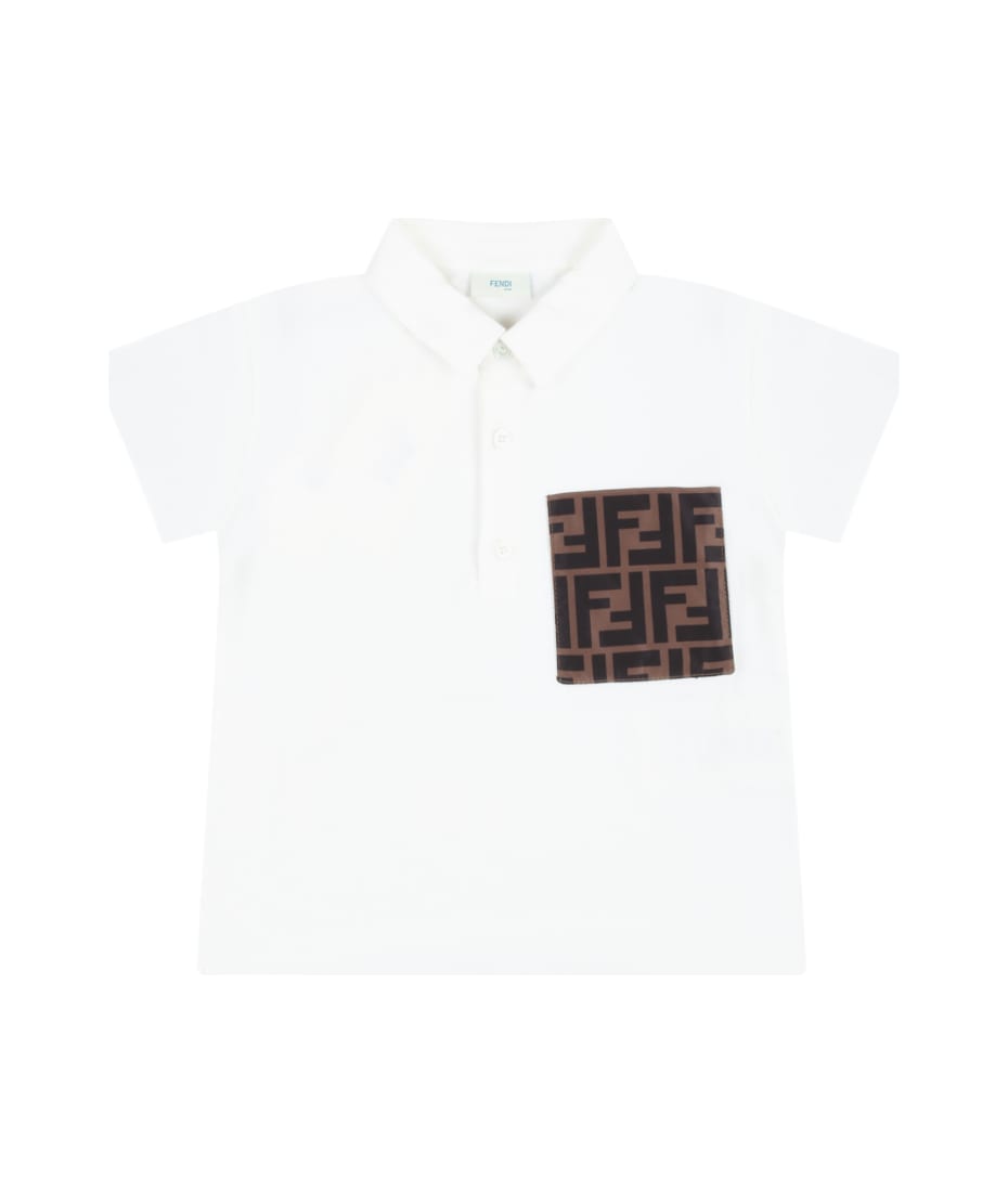 Fendi White Polo Shirt For Baby Boy With Ff italist ALWAYS LIKE A SALE