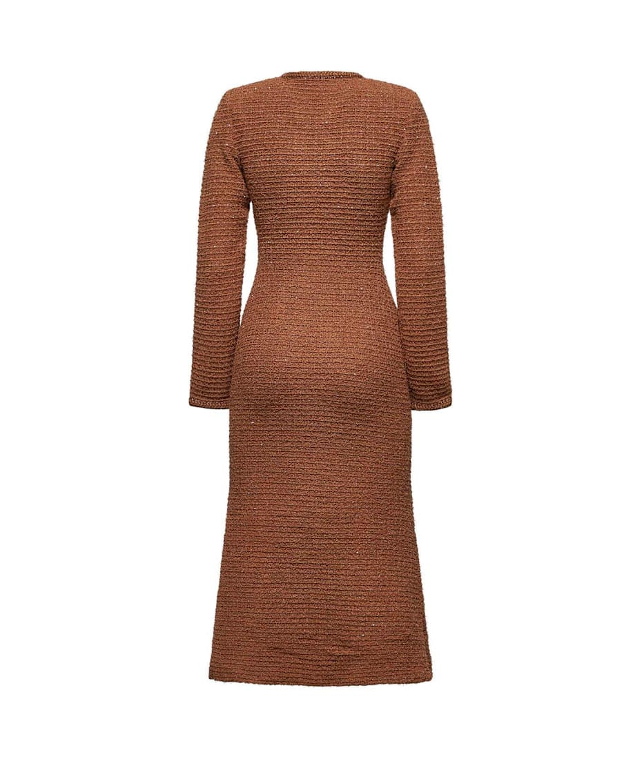 knee length dresses for ladies Black Floral Textured Knit Midi Dress – self-portrait main image 0