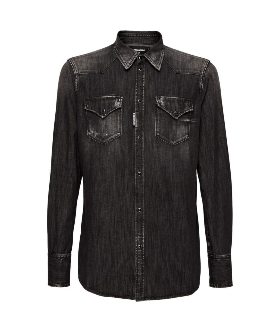 【関税込み】DSQUARED2 CLASSIC WESTERN SHIRT DSQUARED2 Classic Western Denim Shirt Black | Mainline