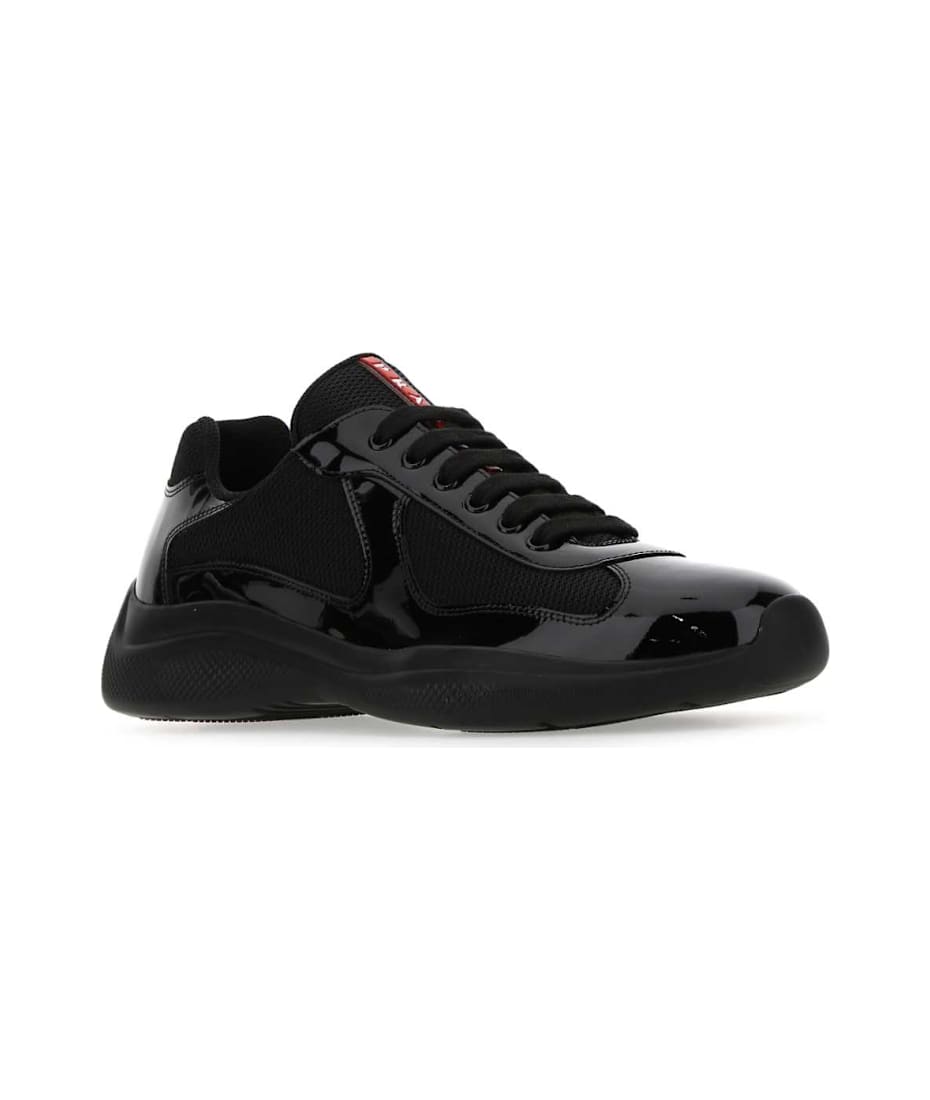 スニーカー PRADA BLACK FABRIC AND LEATHER AMERICAS CUP SNEAKERS Prada America's Cup low-top Sneakers | Black | FARFETCH