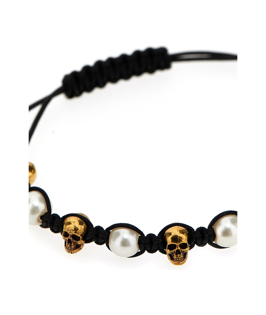 Alexander McQueen Skull And Pearl Friendship Bracelet