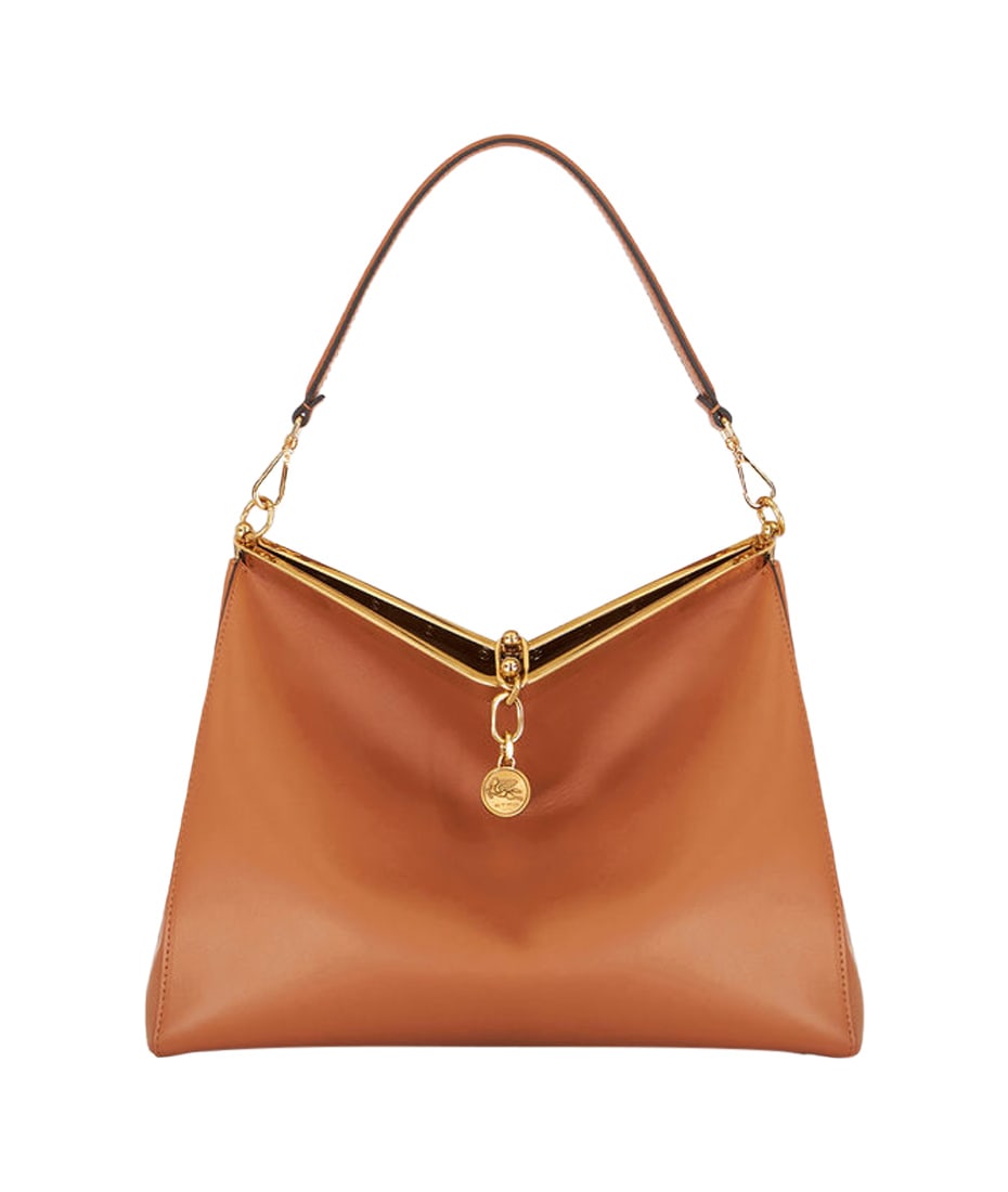 Etro Medium Vela Leather Shoulder Bag in Brown