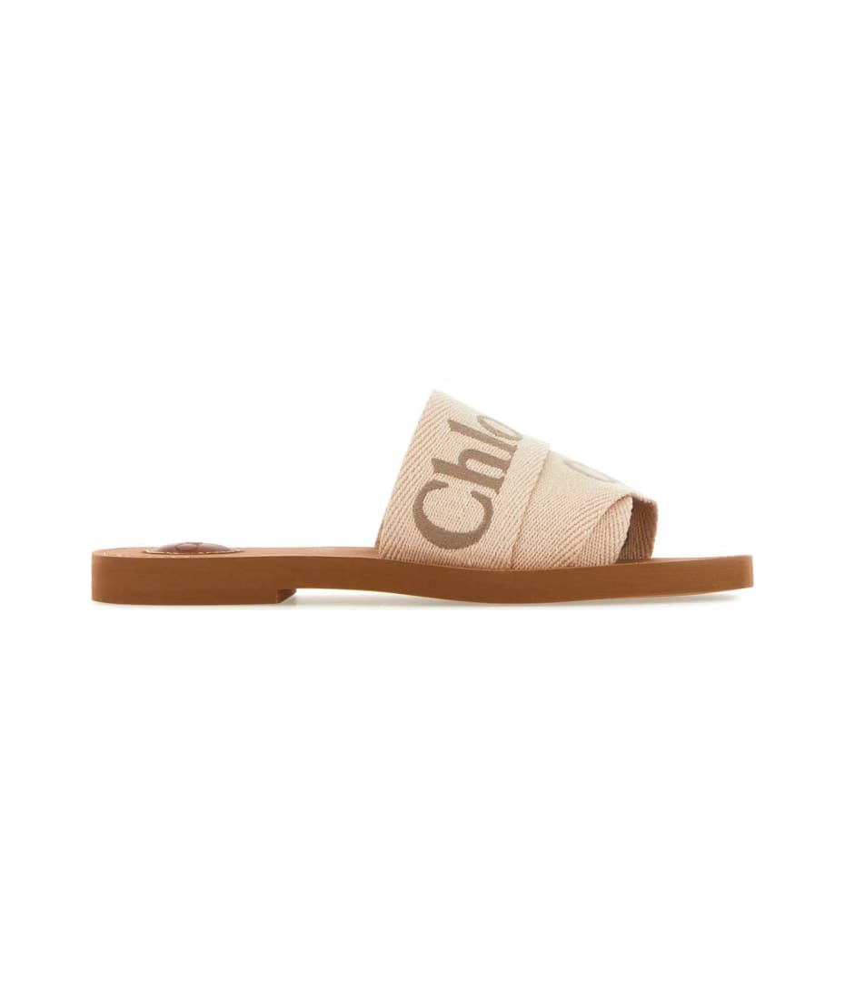スリッポン CHLOE BEIGE LINEN WOODY SLIPPERS Chloé Beige Linen Woody Slippers | italist