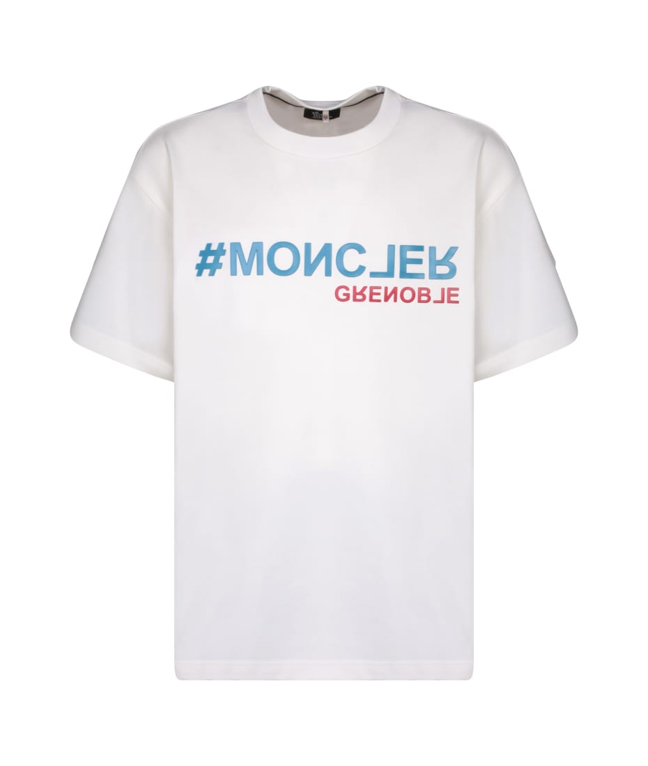 Moncler Grenoble Contrasting Logo White T-shirt - White