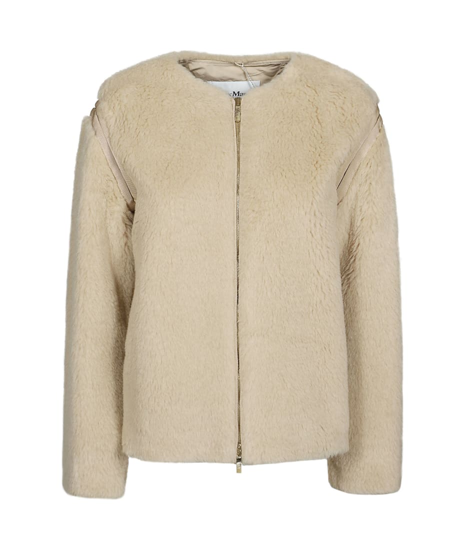 MaxMara◆テディファブリック クルーネックジャケット◆PANNO Max Mara Panno crew-neck jacket in teddy fabric