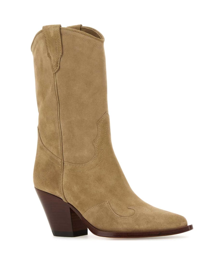 Sonora Cappuccino Suede Santa Clara Ankle Boots - TAUPE
