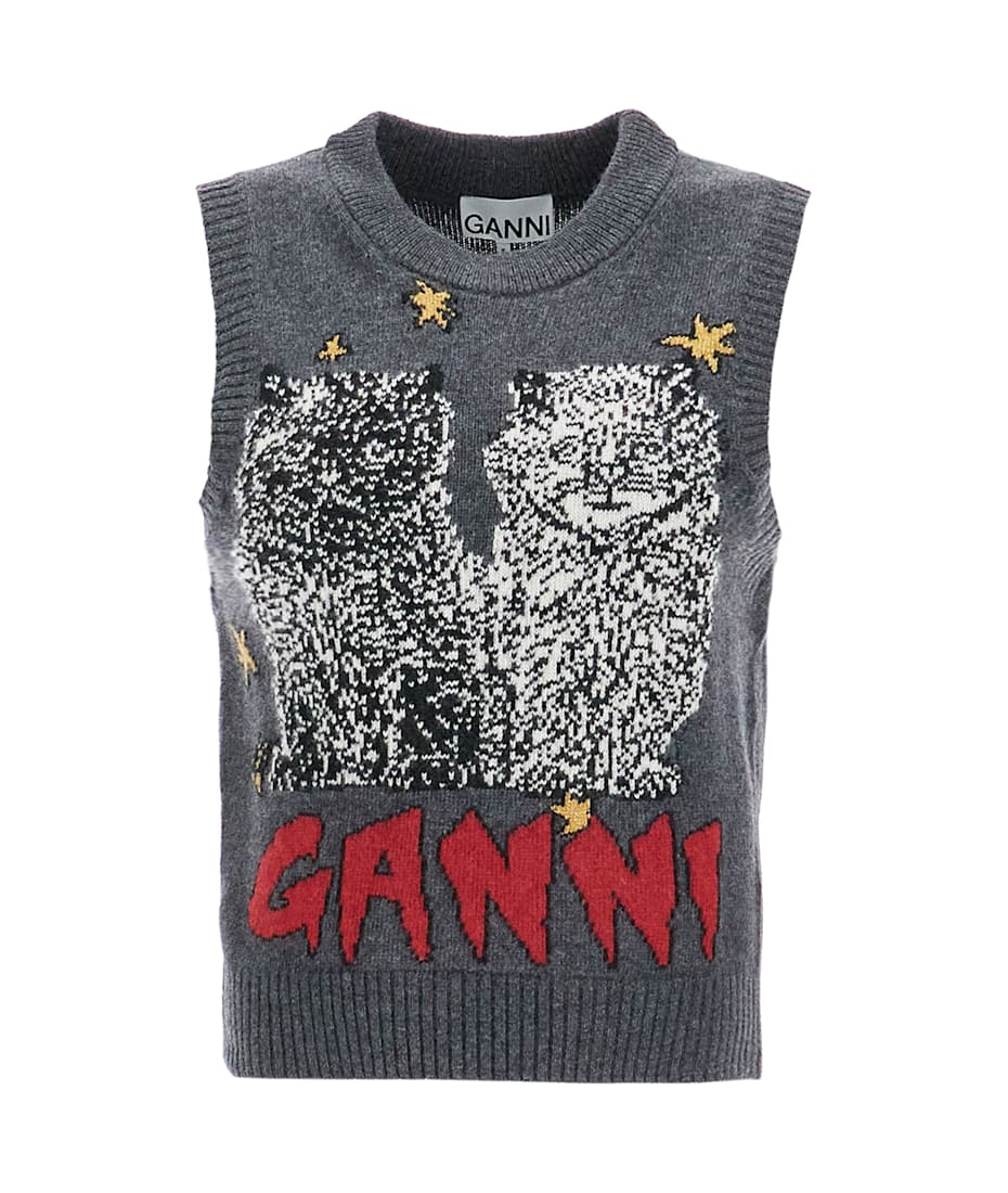 Ganni 'graphic Cats Knit Vest For | italist