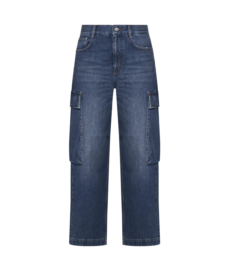 デニム・ジーパン Stella McCartney SS24 CARGO JEANS (6D0246_3SPH624699) Stella McCartney wide-leg Cargo Jeans | Blue | FARFETCH
