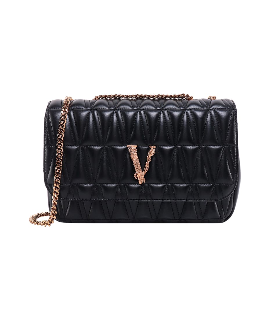 Versace Virtus Logo Baroque Leather Tote