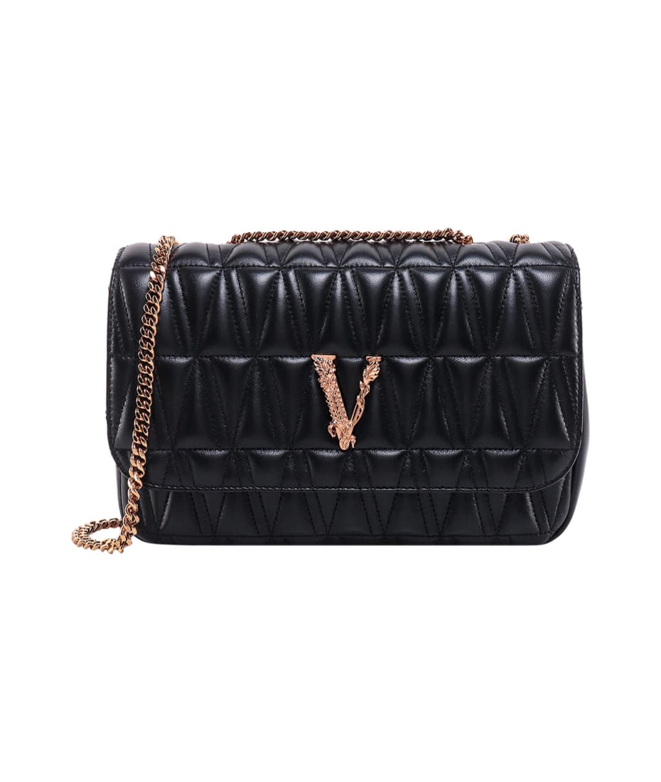 Black Versace Virtus V Crossbody Bag