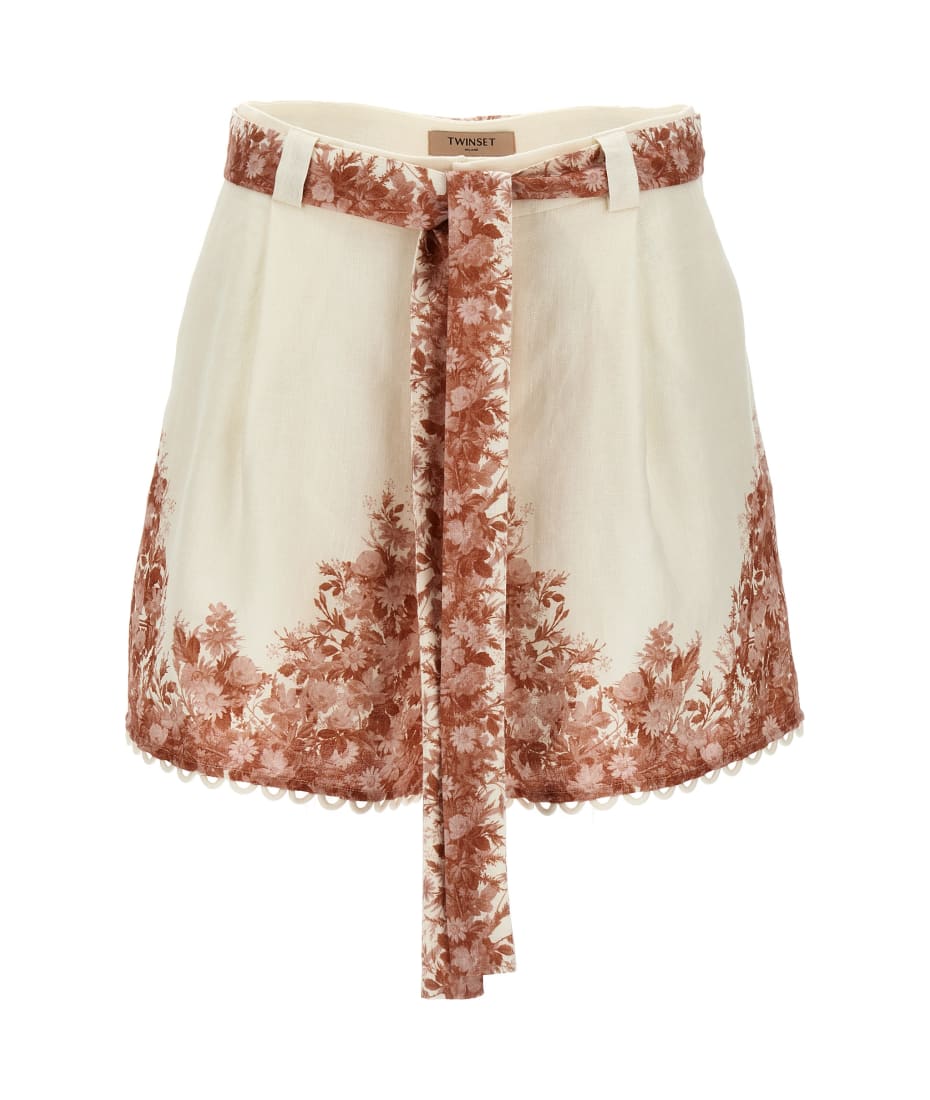 TwinSet Embroidery Shorts - White