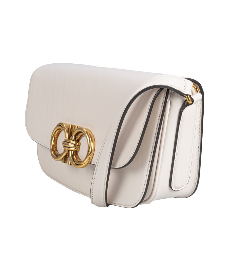 【SALVATORE FERRAGAMO】TRAPEZIO SHOULDER BAG SALVATORE FERRAGAMO Calfskin Trapezio Shoulder Bag White