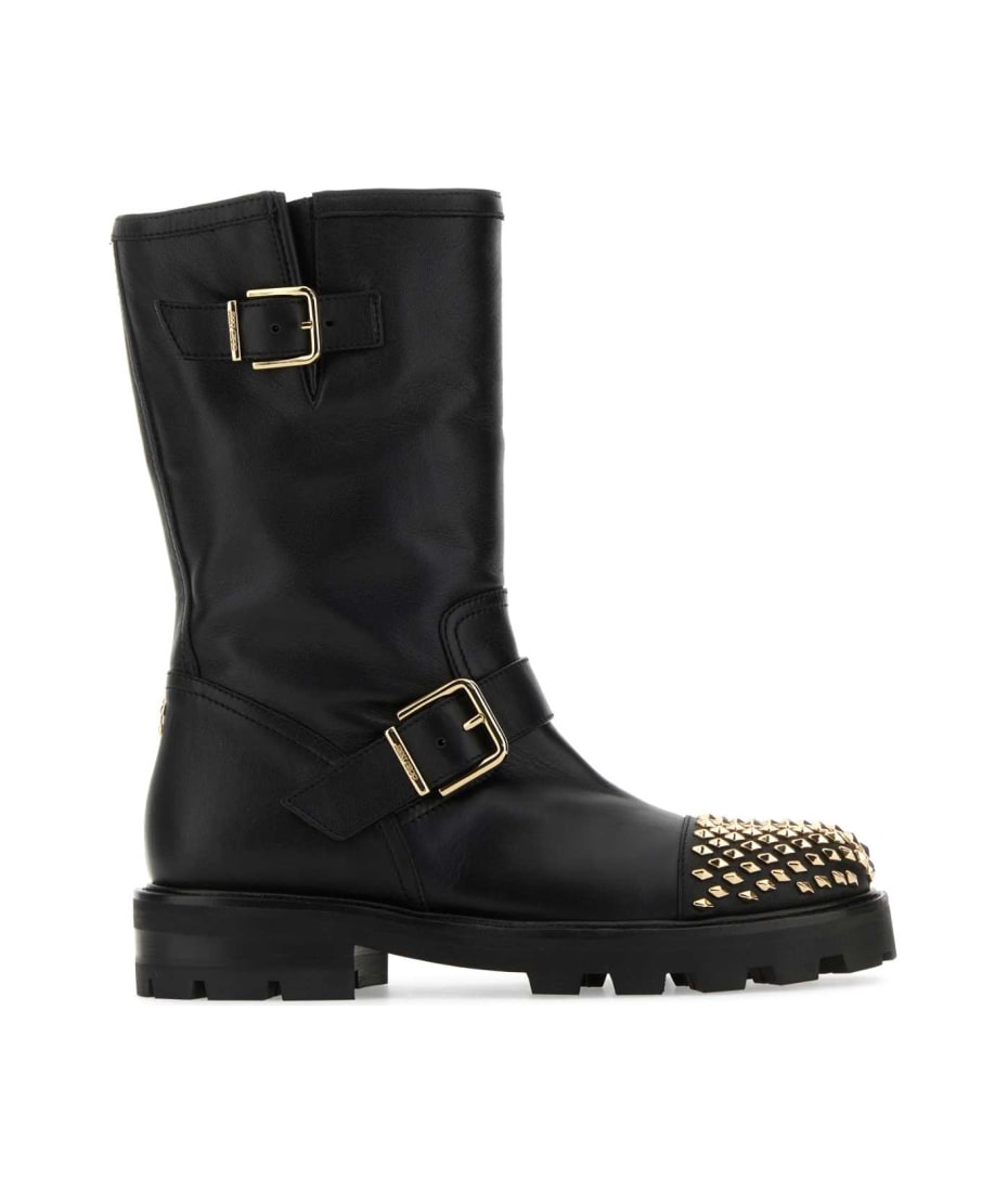 Jimmy Choo Black Leather Biker Ii Boots | italist