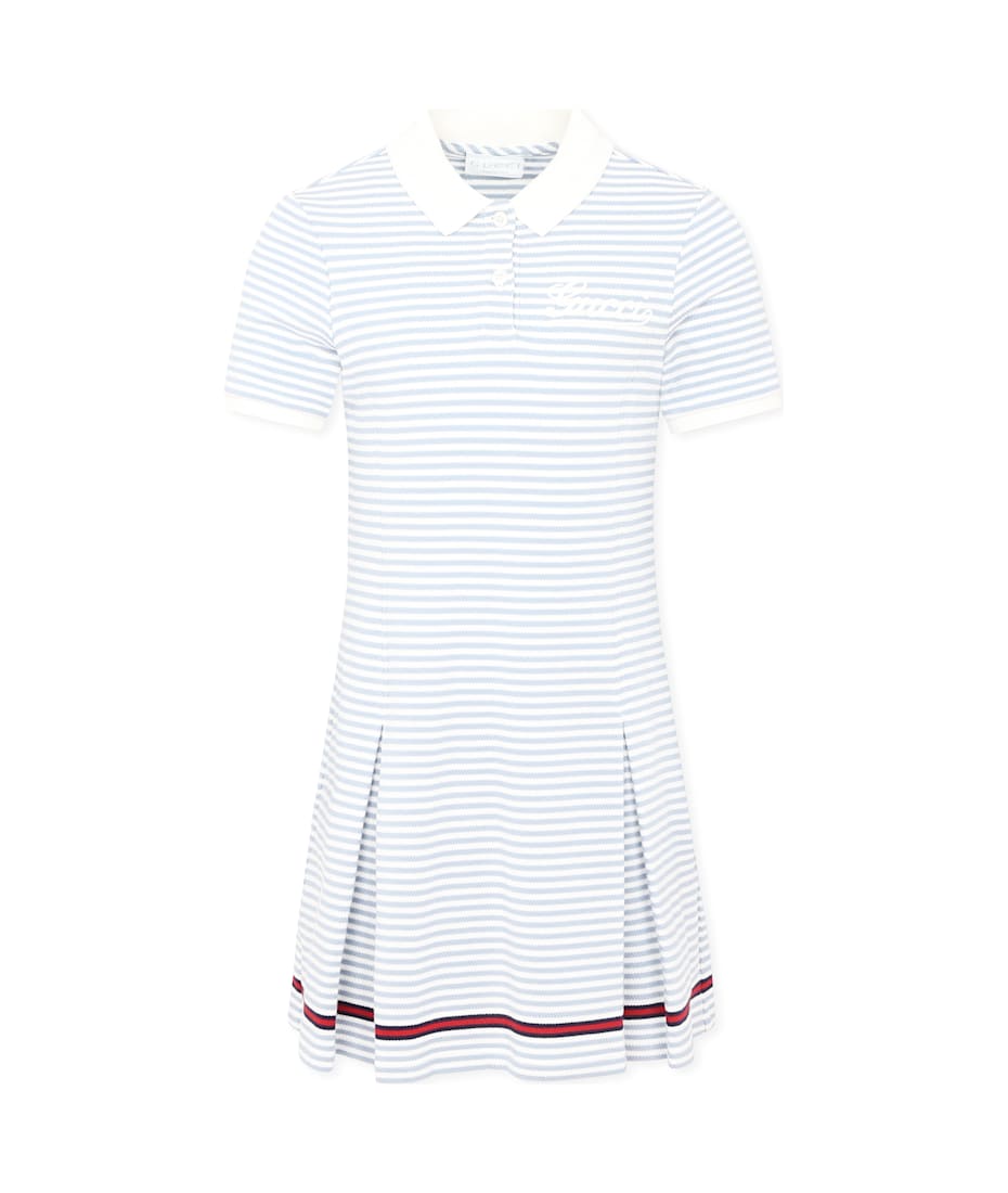 Gucci Light Blue Dress For Girl With Logo | italist, ALWAYS LIKE A SALE