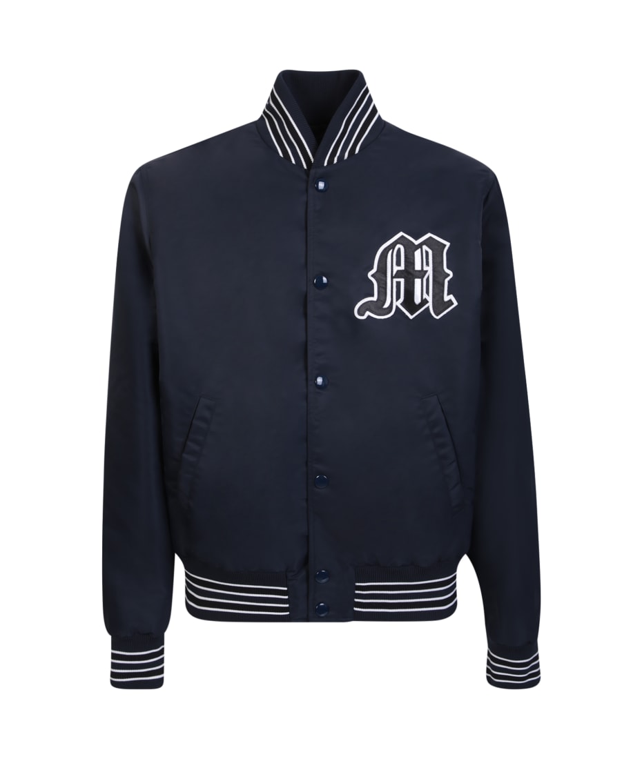 MSGM Maxi Logo Blue Bomber Jacket italist