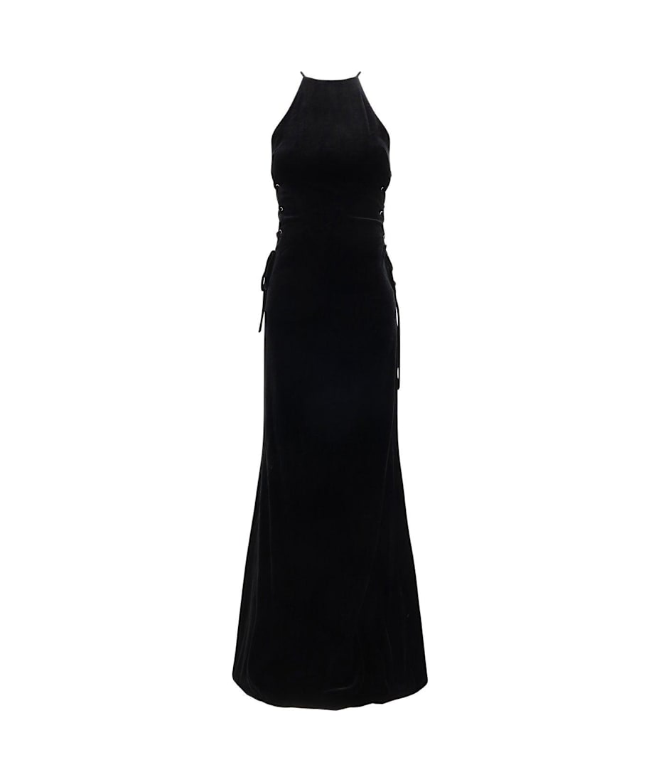 Alessandra Rich Lattice-strap Detailed Crewneck Maxi Dress