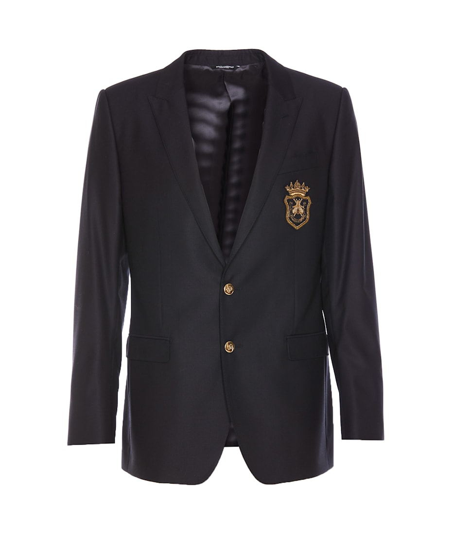 【送料&関税込】Dolce & Gabbana Patch Martini Jacket Single-breasted Martini-fit jacket with patch in Black for