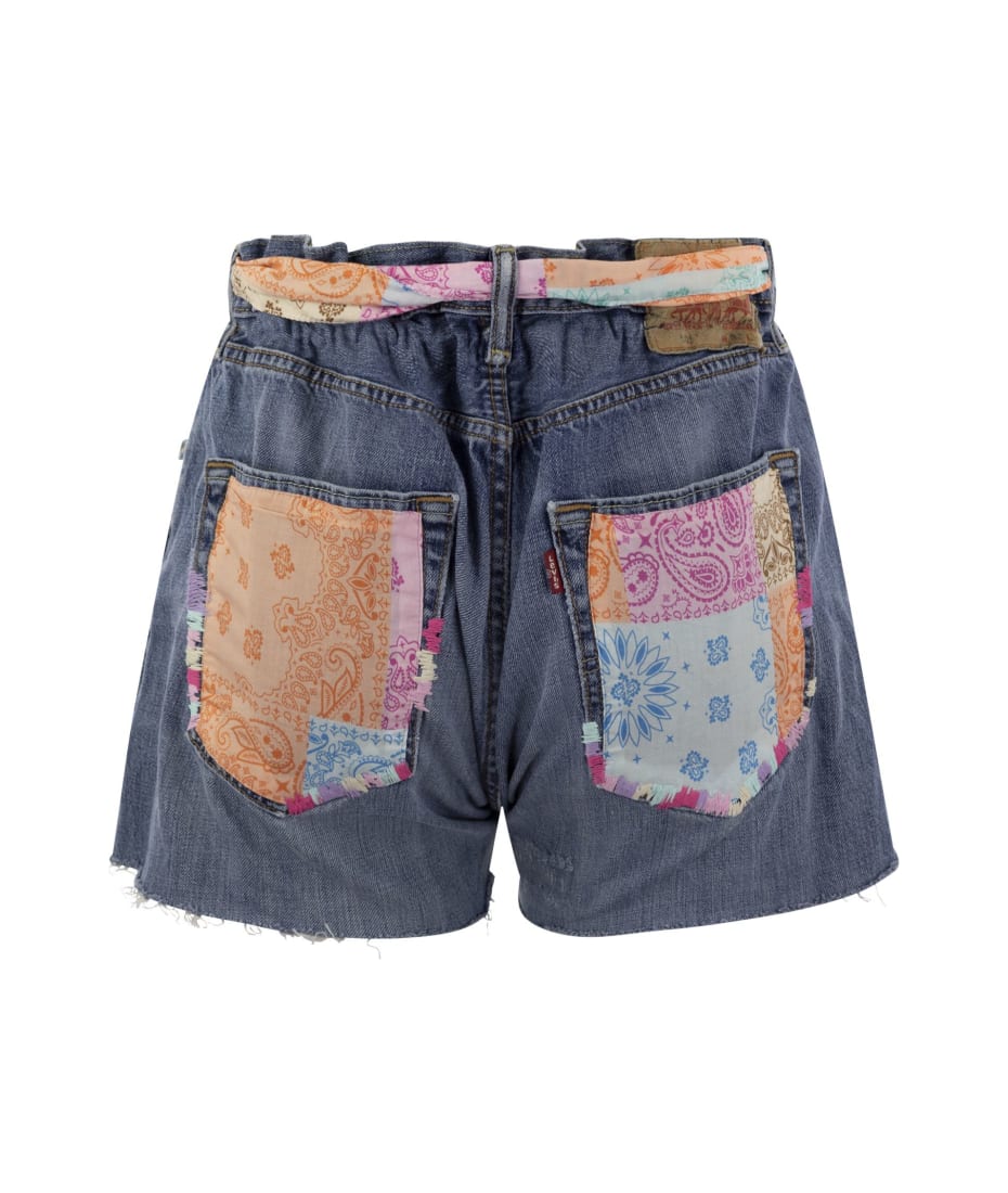 ショートパンツ MC2 Saint Barth Denim shorts with belt and patches Mc2 Saint Barth Denim Shorts With Belt And Patches | Balardi