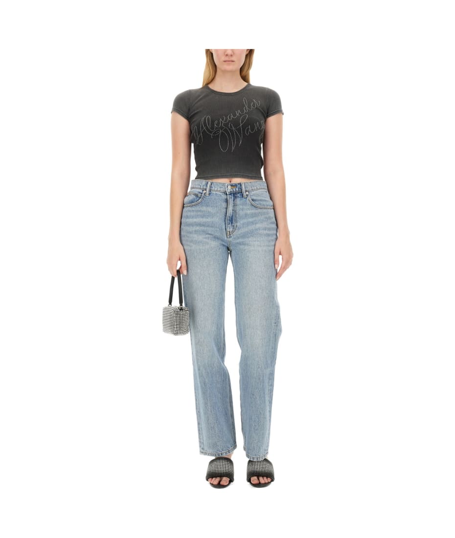 Alexander Wang Rhinestone Logo T-shirt | italist