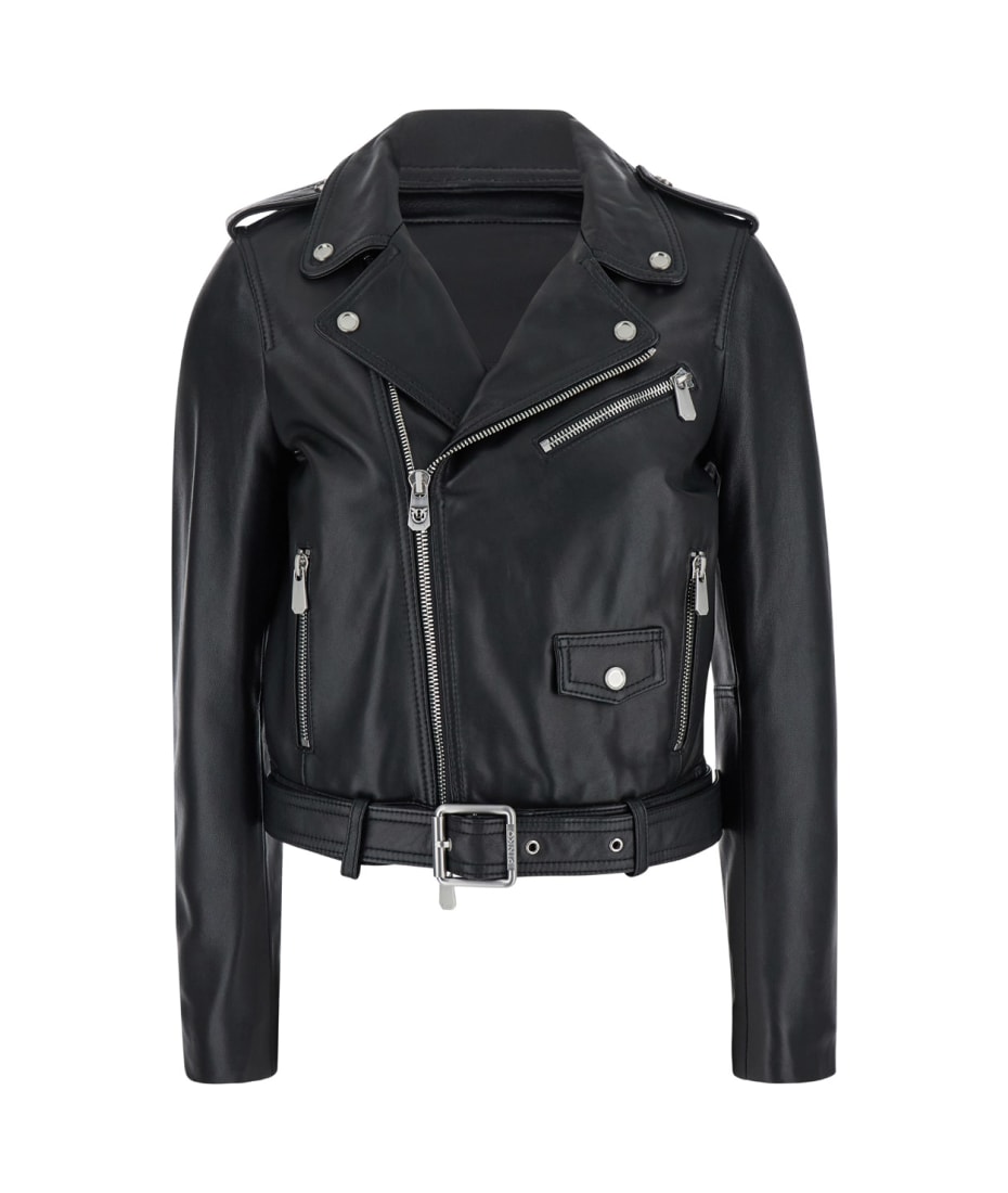 アウターその他 PINKO 'Costa Rica' biker jacket Black Pinko 'costa Rica' Black Biker Jacket In Leather Woman