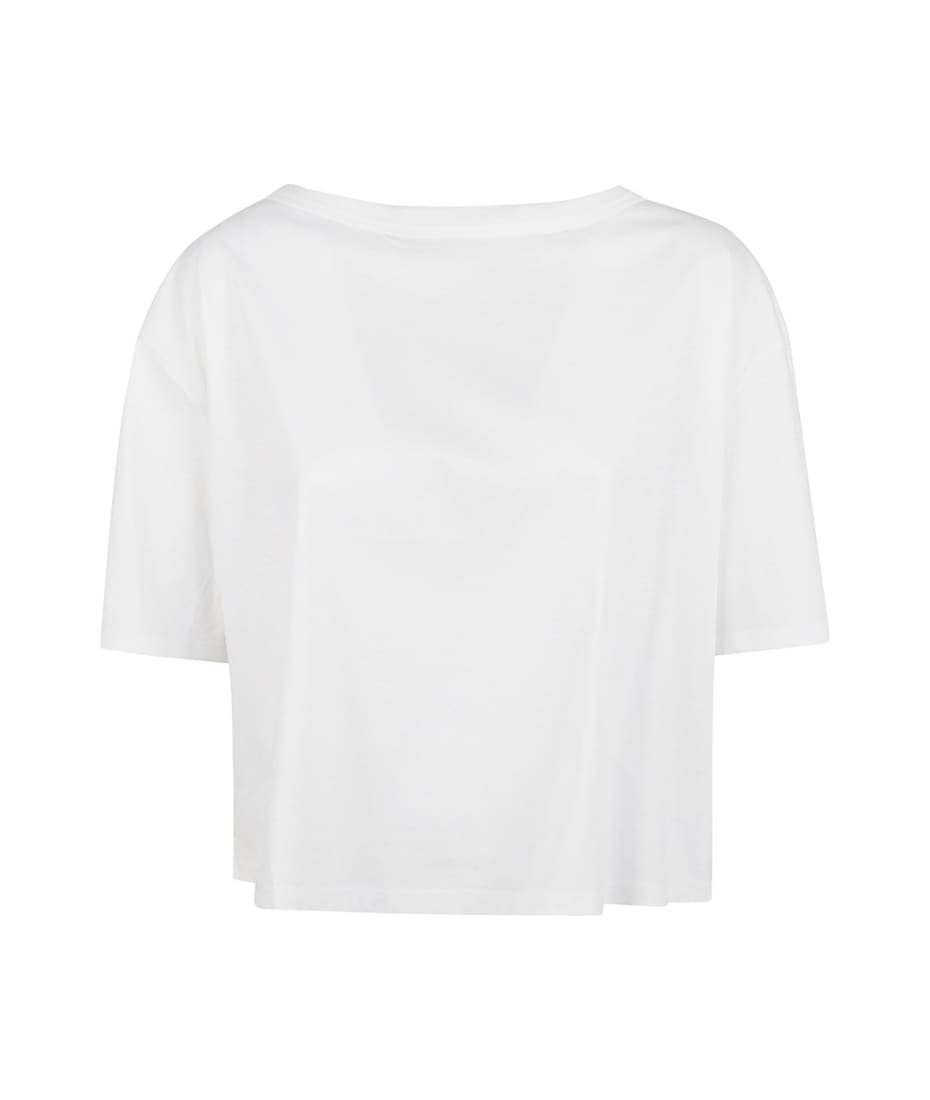 Allude Cropped T-shirt - Balloon Sleeve V-Neck Long Sleeve T-Shirts