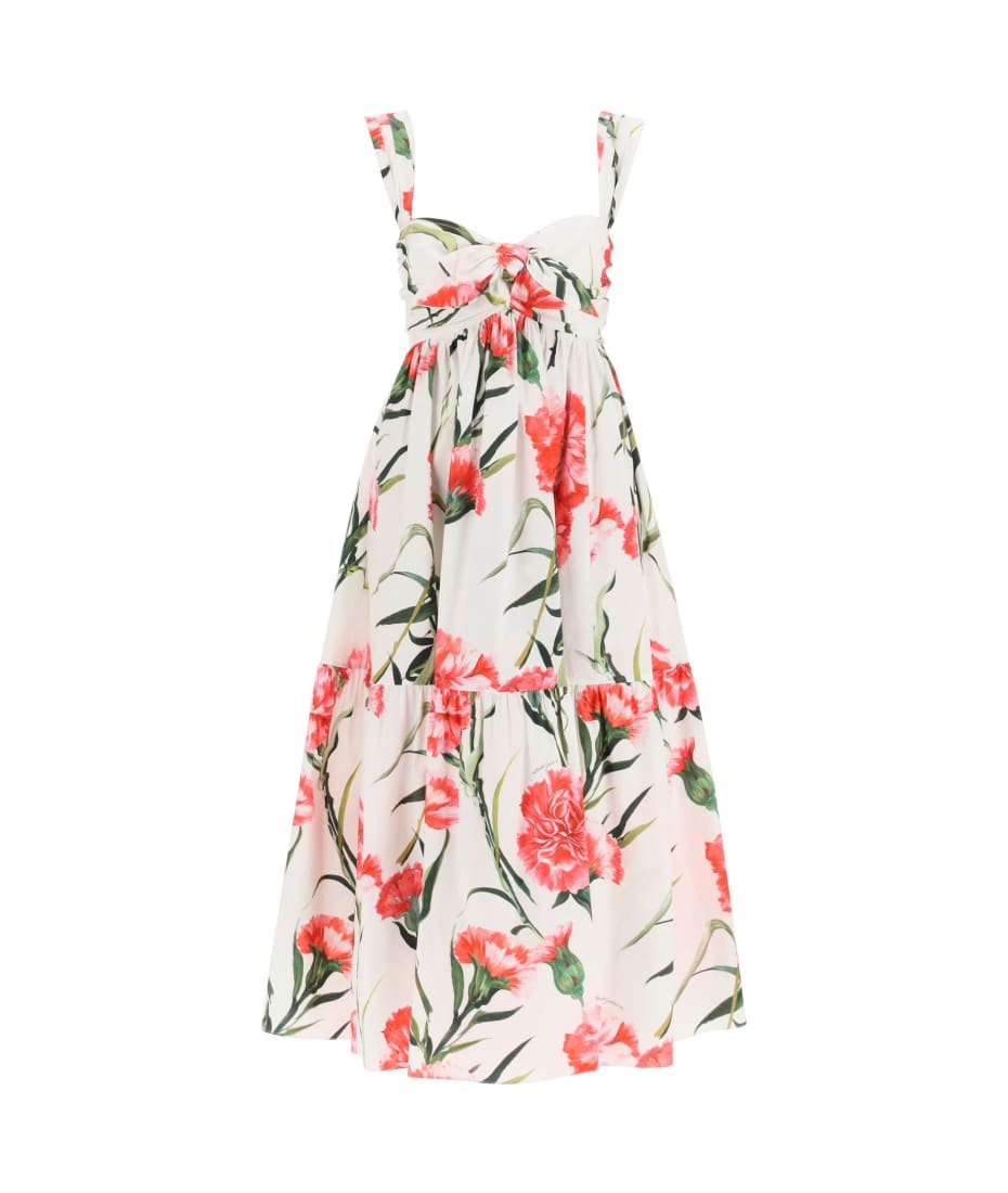 【送料&関税込】Dolce & Gabbana Cotton Midi Dress With E DOLCE & GABBANA Cotton Poplin Midi Dress In Floral Print