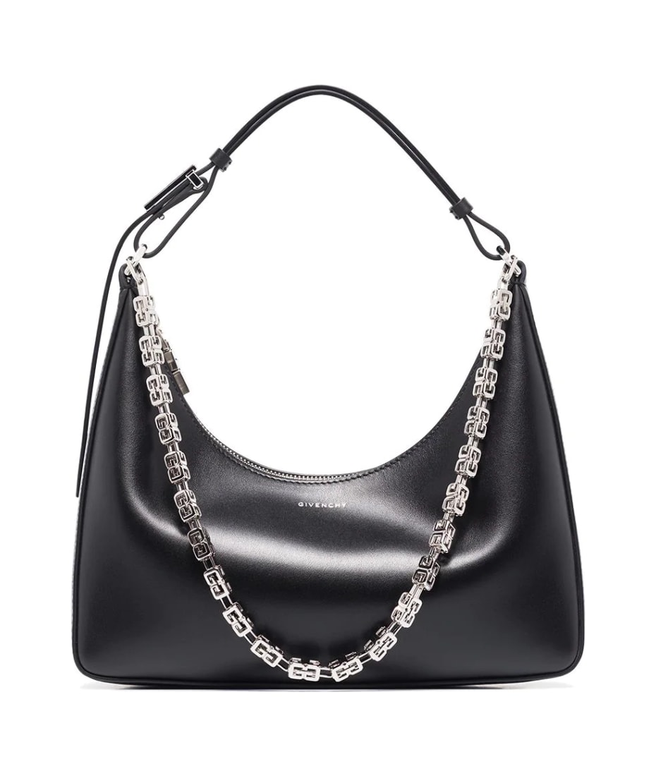 Small Vlogo Moon Hobo Bag In Leather With Chain for Woman in