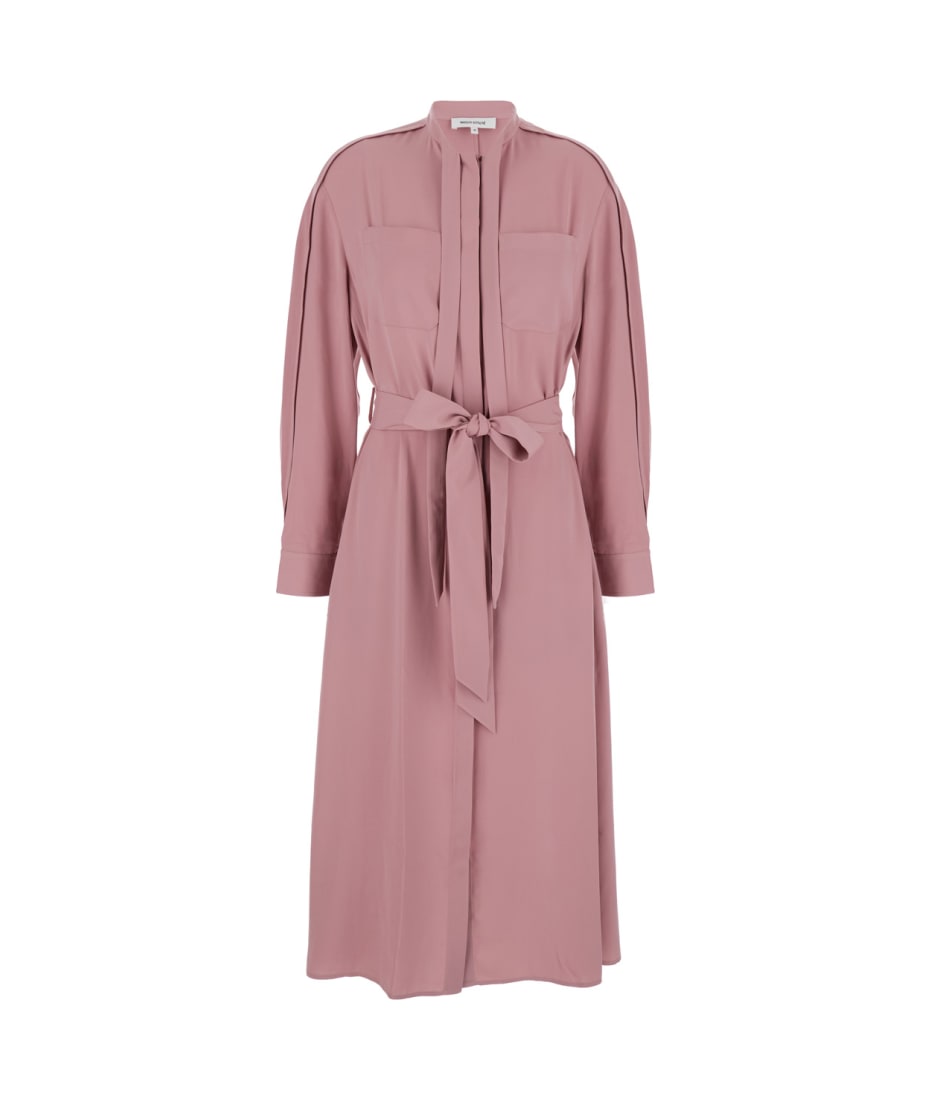 MAISON KITSUNE メゾンキツネ Techno Fabric Long Dress Maison Kitsuné Pink Long Chemisier Dress In Techno Fabric