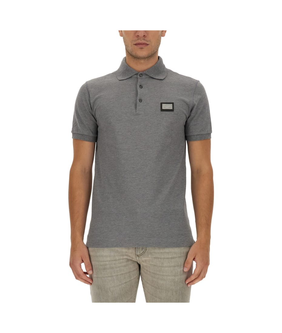 Tシャツ・カットソー Dolce & Gabbana FW25 COTTON PIQUE POLO (G8SN2Z HU7UTN0089) Cotton piqué polo shirt in Grey for Men | Dolce&Gabbana® US