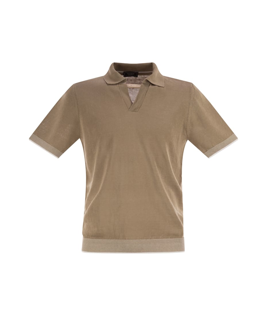 Peserico Polo Shirt In Linen And Cotton Yarn | italist