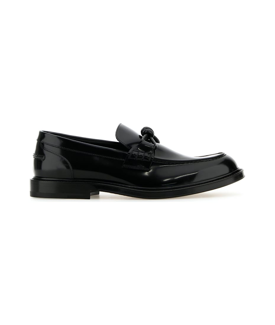 ドレスシューズ・革靴・ビジネスシューズ Bottega Veneta Black Leather Tie Loafers Bottega Veneta Black Leather Tie Loafers | italist