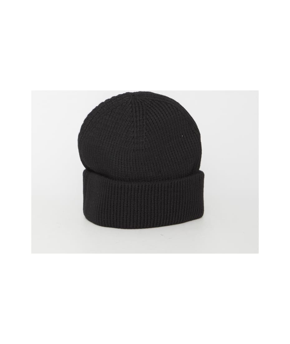 logo earmuff beanie in ribbed wool stretch in BLACK