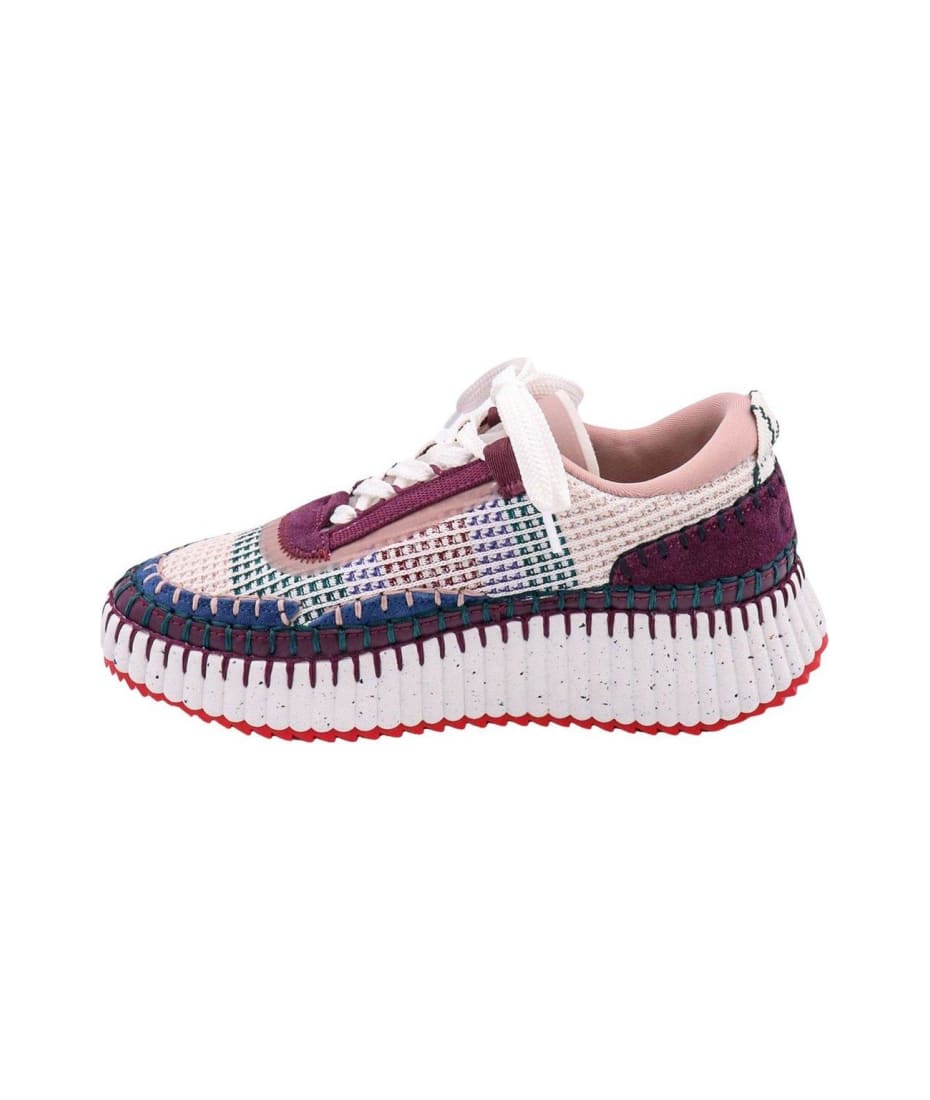 スニーカー CHLOE SNEAKER NAMA IN RETE CHLOÉ Nama embroidered suede and recycled-mesh sneakers
