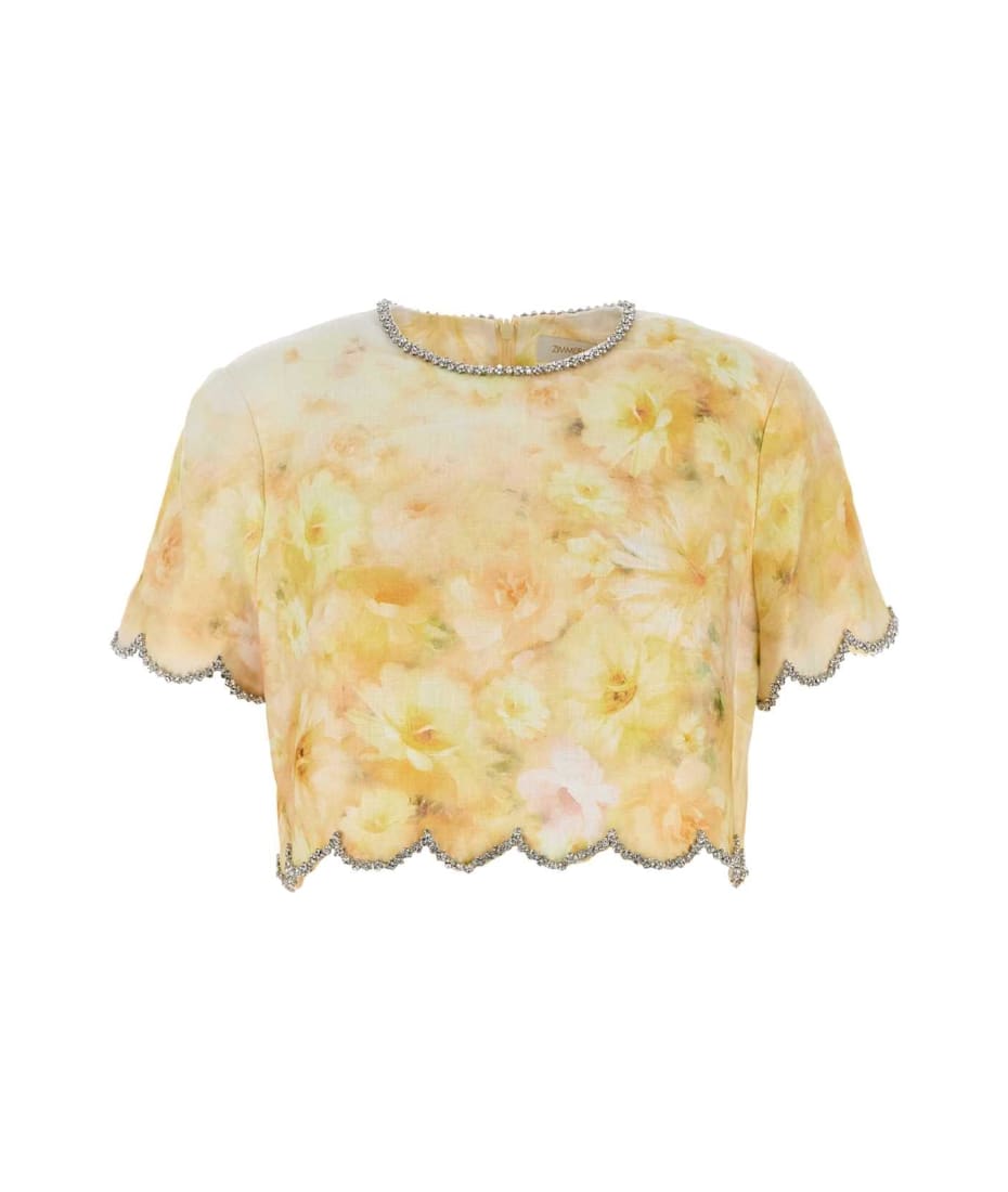 Tシャツ・カットソー ZIMMERMANN CRUSH PRINTED LINEN TOP Zimmermann Printed Linen Crush Top | italist