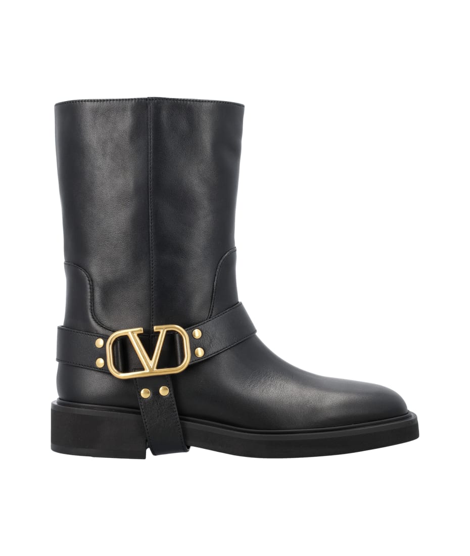 ロングブーツ VALENTINO FW24 V LOGO BIKER (5W2S0JK6DSH 0NO) Valentino Garavani V-logo Biker Boots | italist