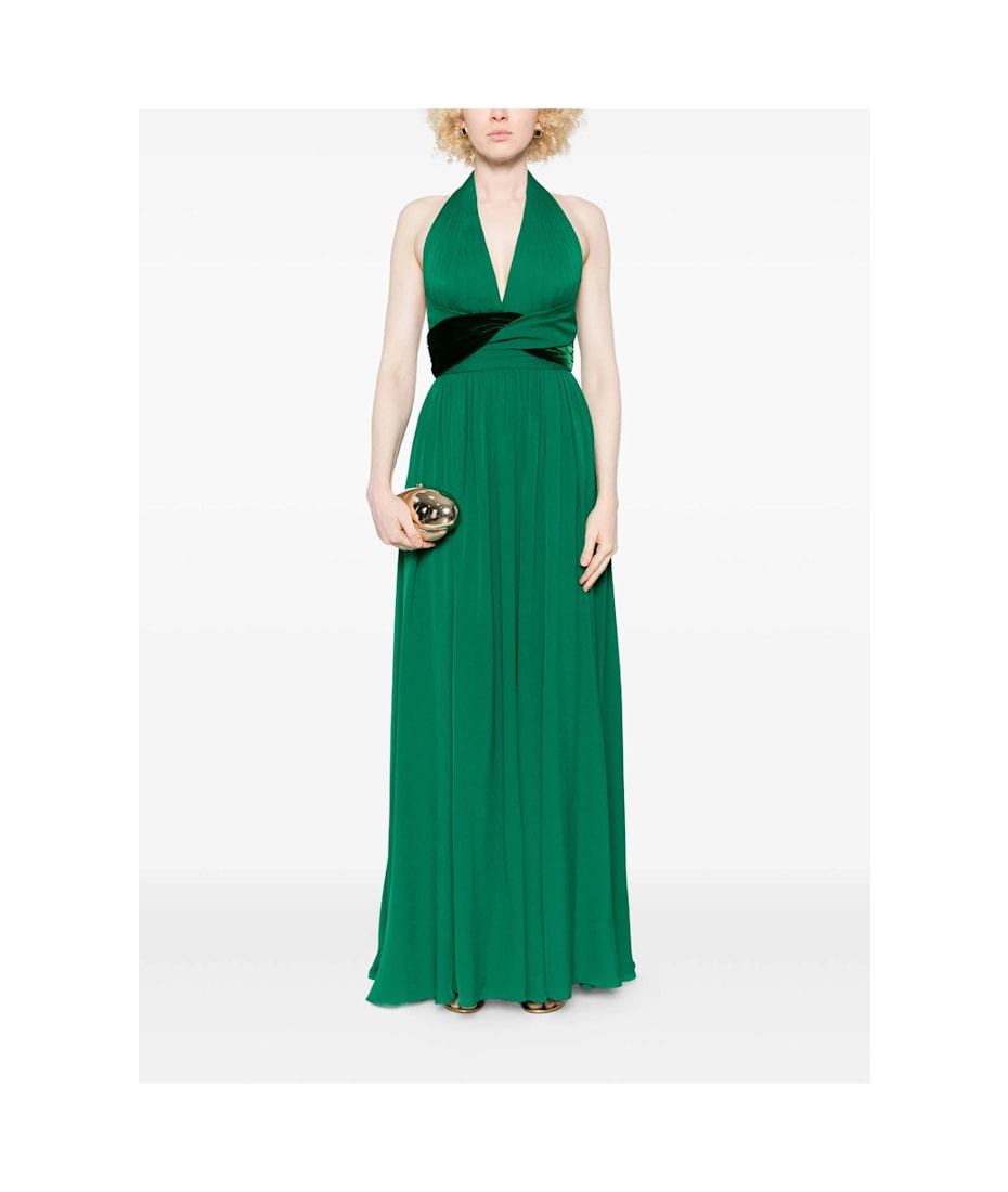 green emerald velvet dress Elie Saab Green Sequinned One-Shoulder Dress main image 1