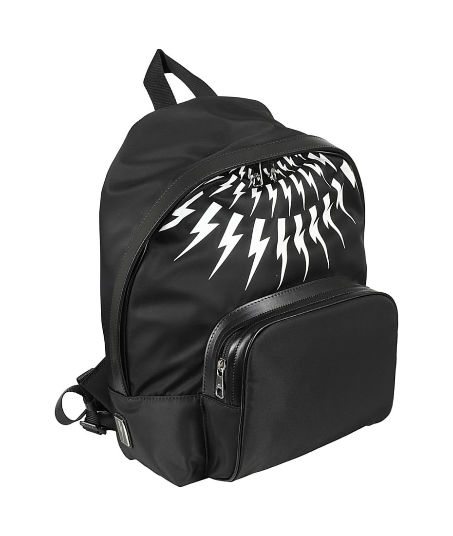 Neil Barrett Fair Isle Thunderbolt Nylon Twill Leather City 