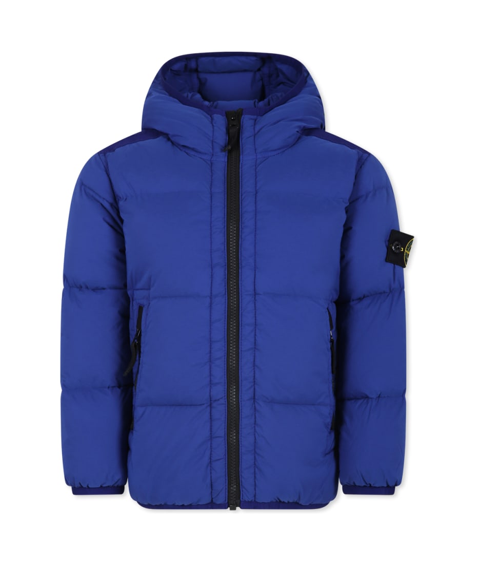 ストーンアイランドジュニア　コンパスパッチ　パデッドジャケット　12Y Stone Island Junior Light Blue Down Jacket For Boy With