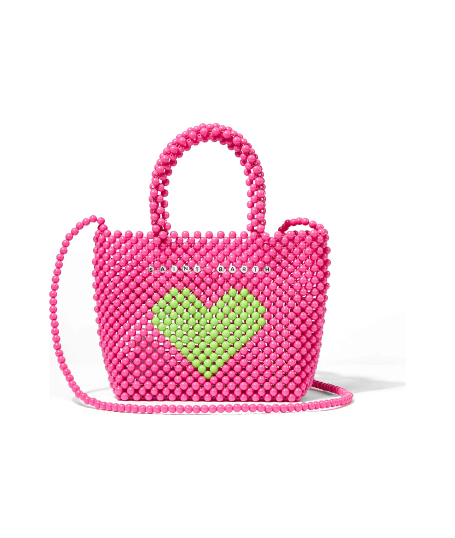 MC2 Saint Barth Denim Patchwork Handbag With Pink Bandanna Handles